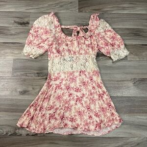 Free people Lucie Mini Lace Floral Print Dress Size 6